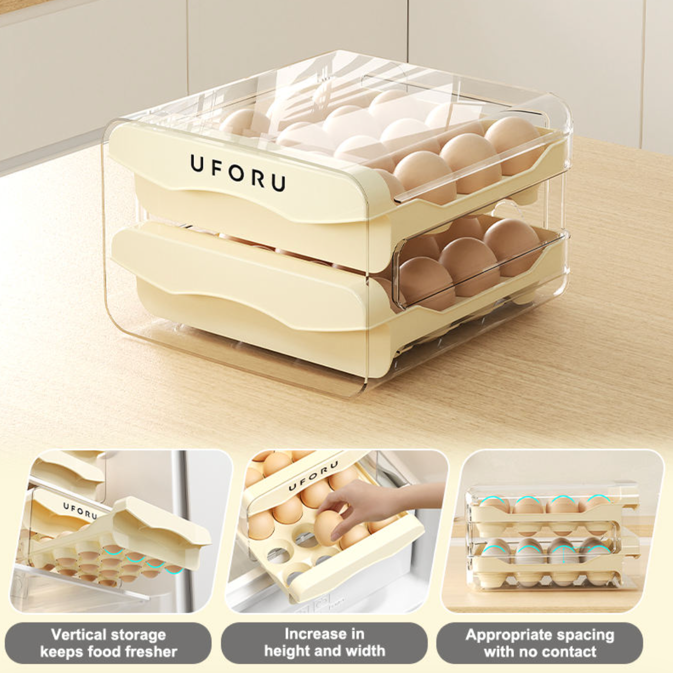 Double-Layer Clear Egg Storage Organizer