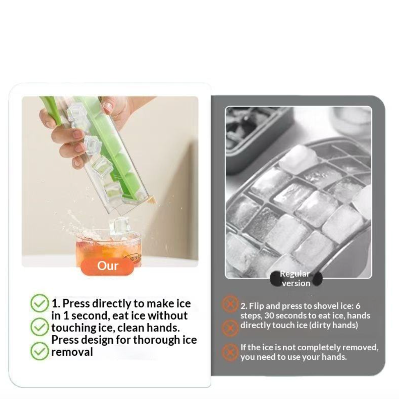 One-Handed Ice Cube Tray with Easy Press Lid