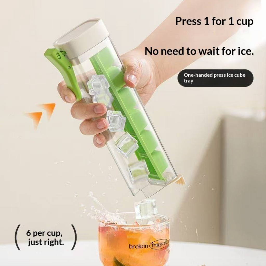 One-Handed Ice Cube Tray with Easy Press Lid