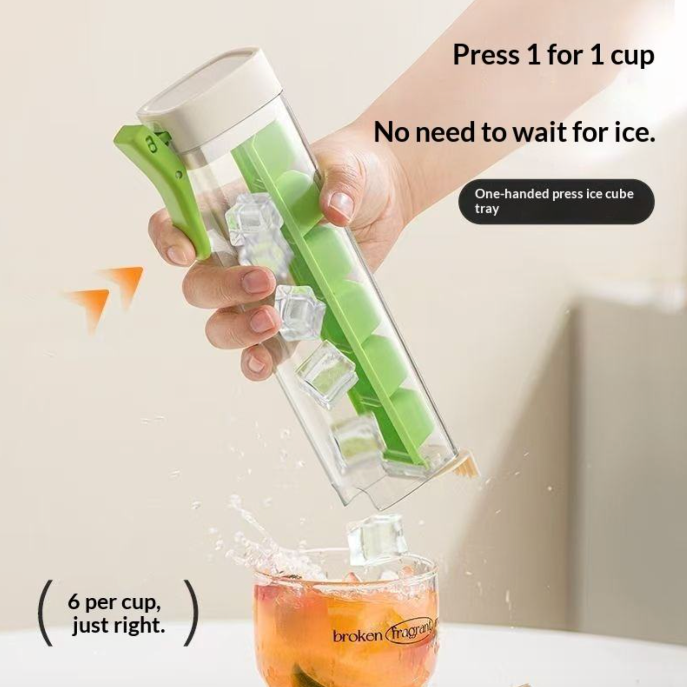 One-Handed Ice Cube Tray with Easy Press Lid