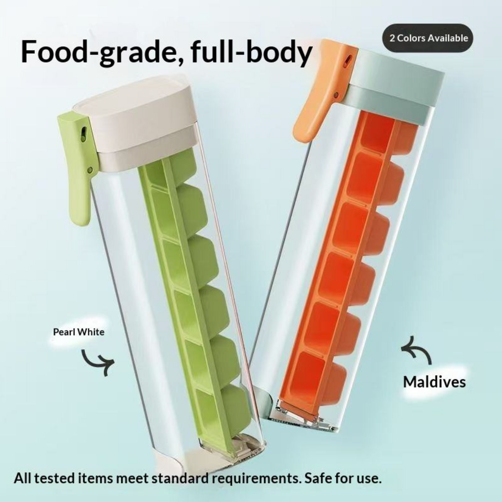 One-Handed Ice Cube Tray with Easy Press Lid